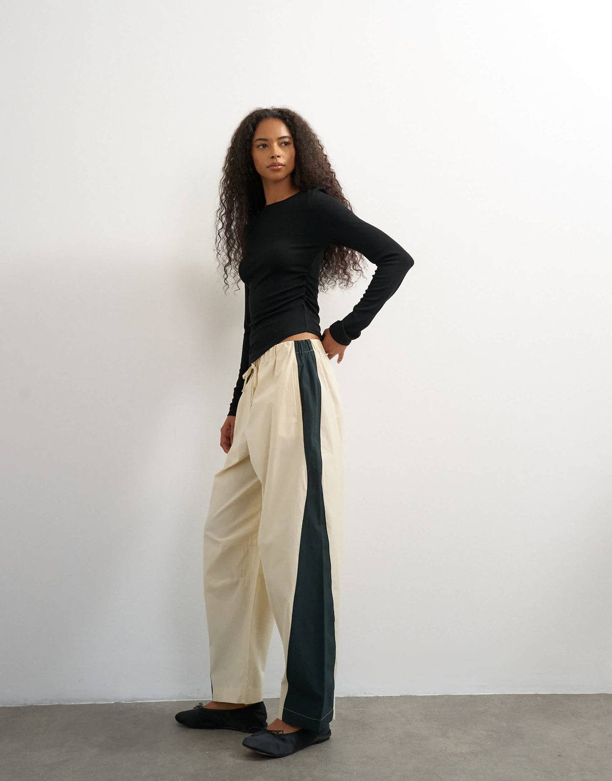 Topshop co ord colour block techy trouser in stone and black