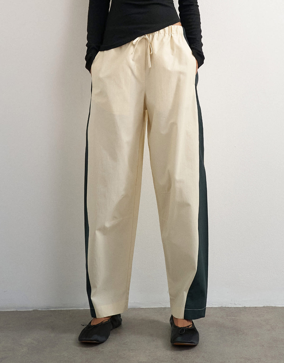 Topshop co ord colour block techy trouser in stone and black