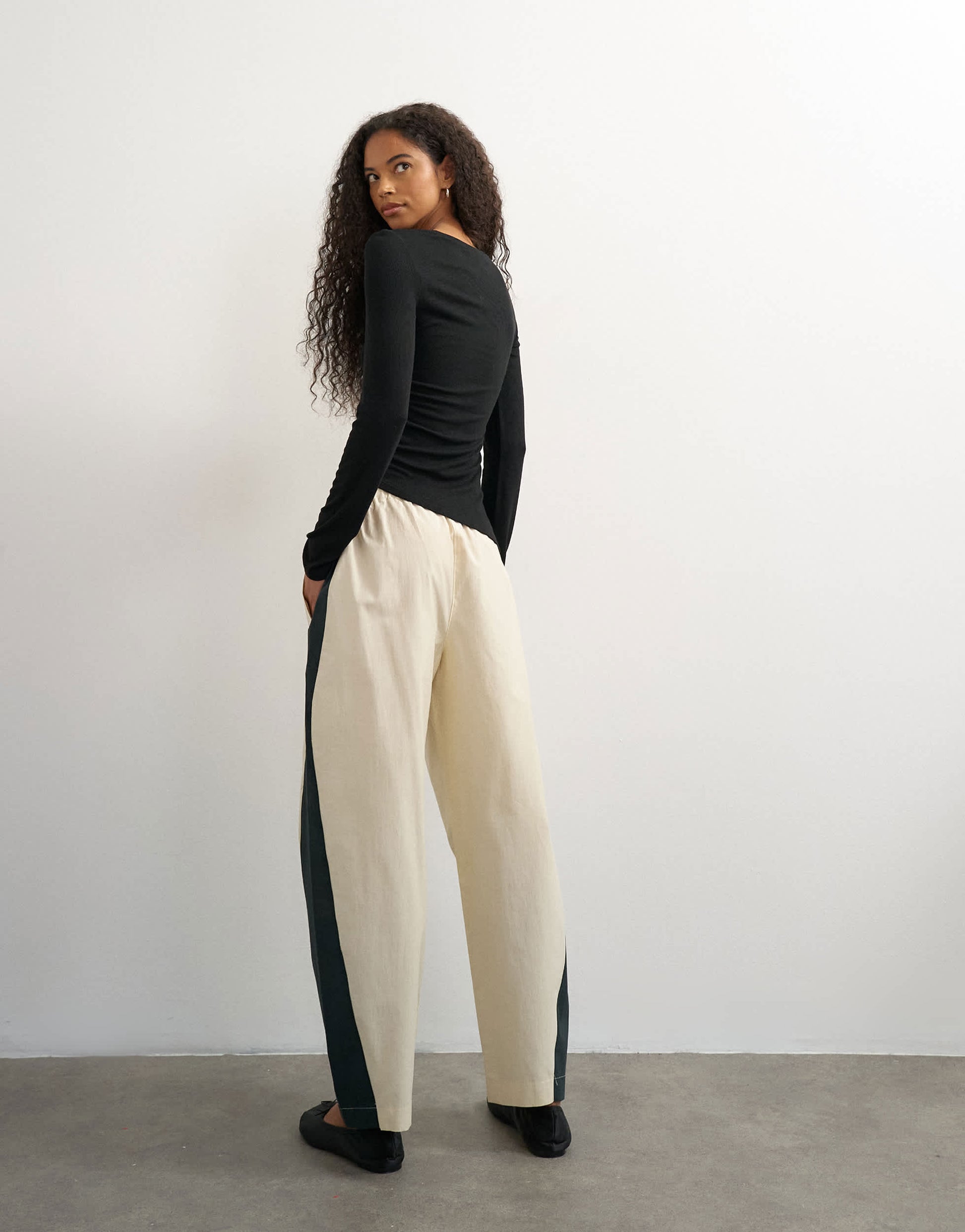 Topshop co ord colour block techy trouser in stone and black