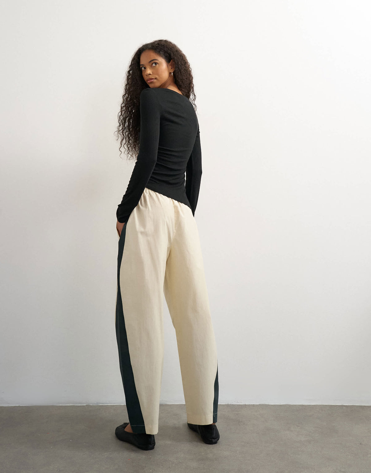 Topshop co ord colour block techy trouser in stone and black