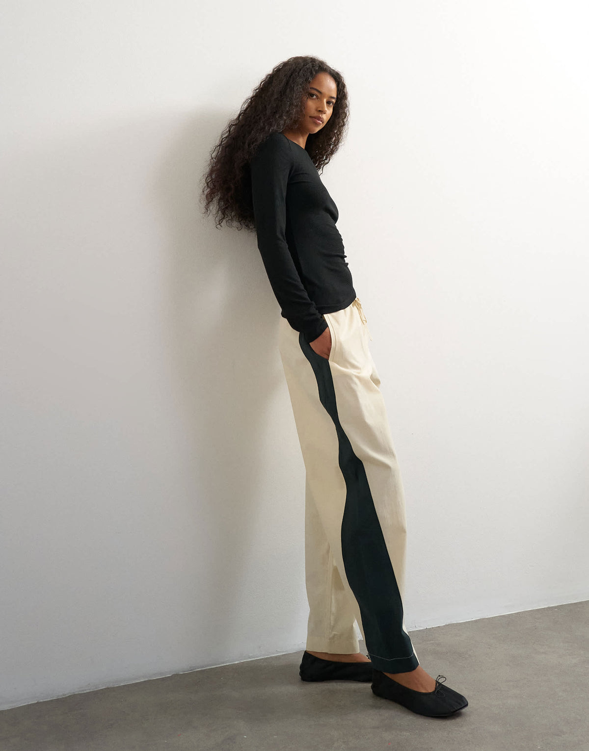 Topshop co ord colour block techy trouser in stone and black