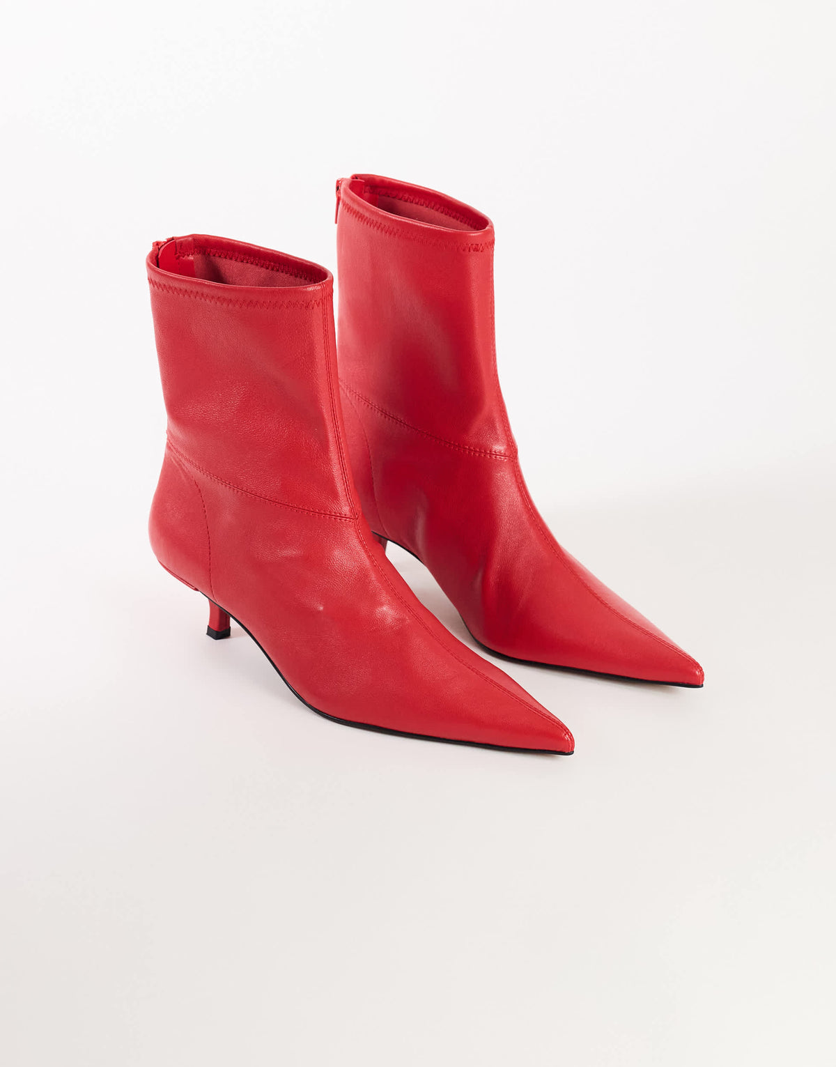 Topshop Palmer real leather kitten heel ankle boot in red