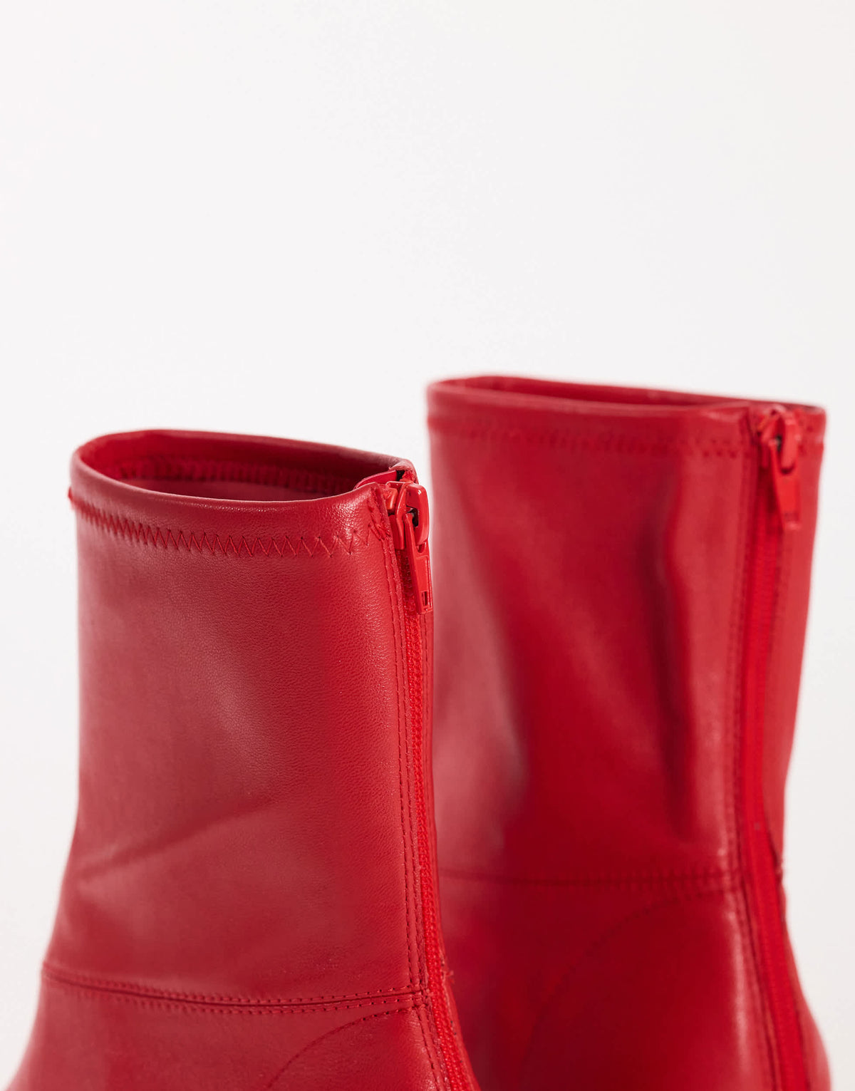 Topshop Palmer real leather kitten heel ankle boot in red