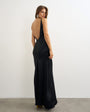 Topshop satin bias halter neck open scoop back maxi dress in black