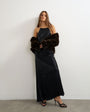 Topshop satin bias halter neck open scoop back maxi dress in black