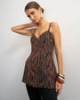 Topshop premium faux brushed pony structured peplum cami in animal print