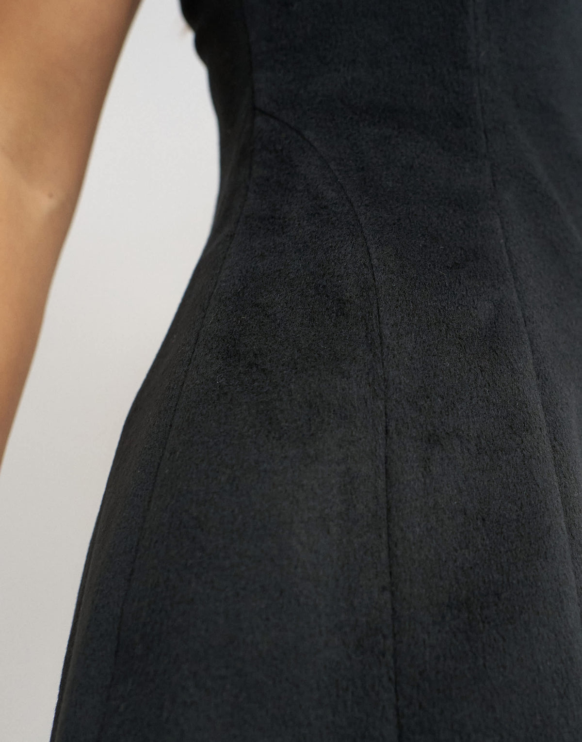 Topshop premium faux brushed pony structured peplum cami in black