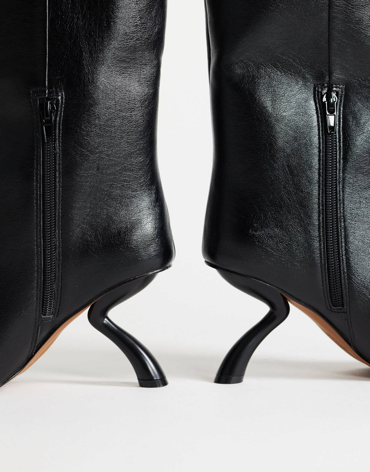 Topshop Trinity angular heel knee high boot in black