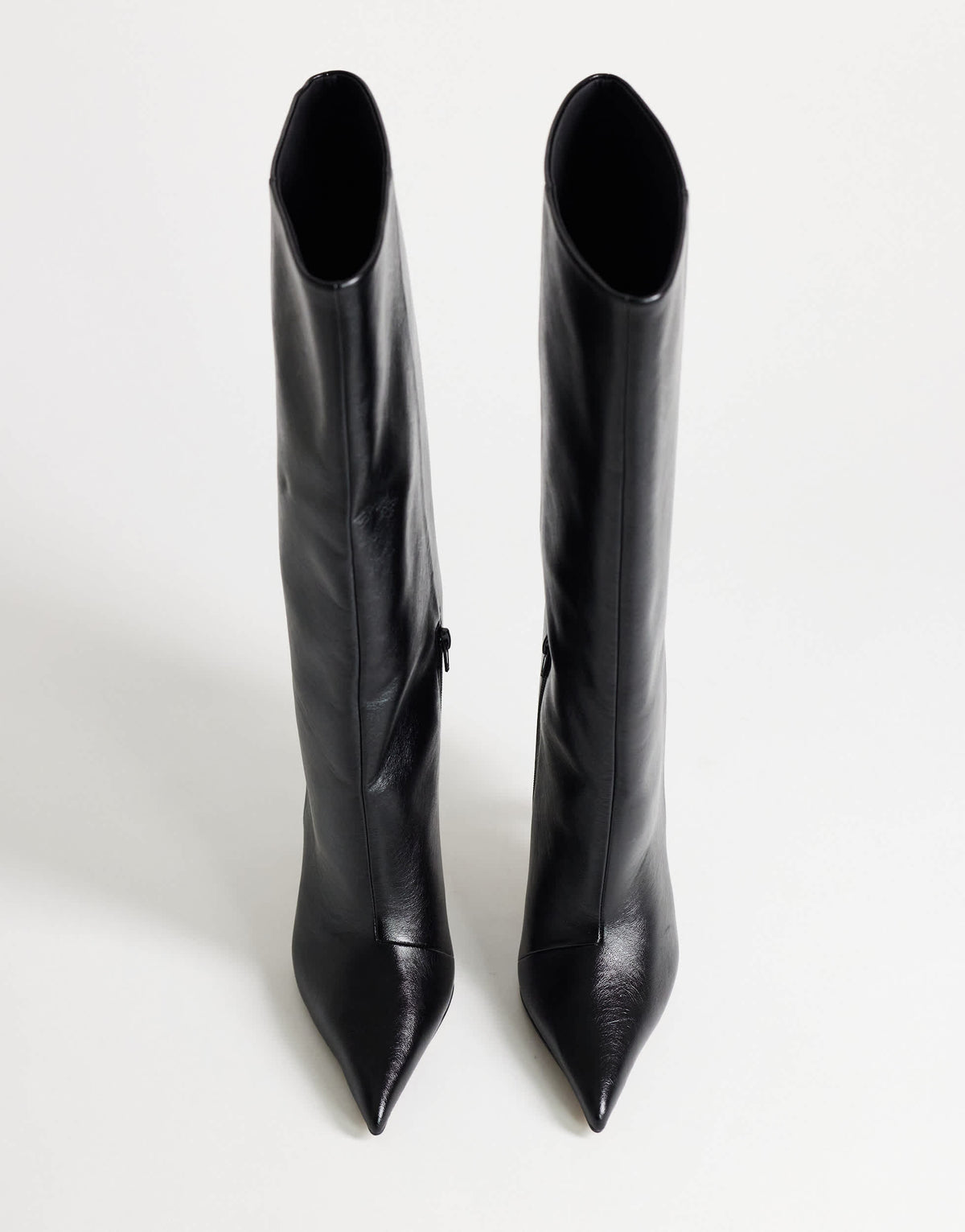 Topshop Trinity angular heel knee high boot in black