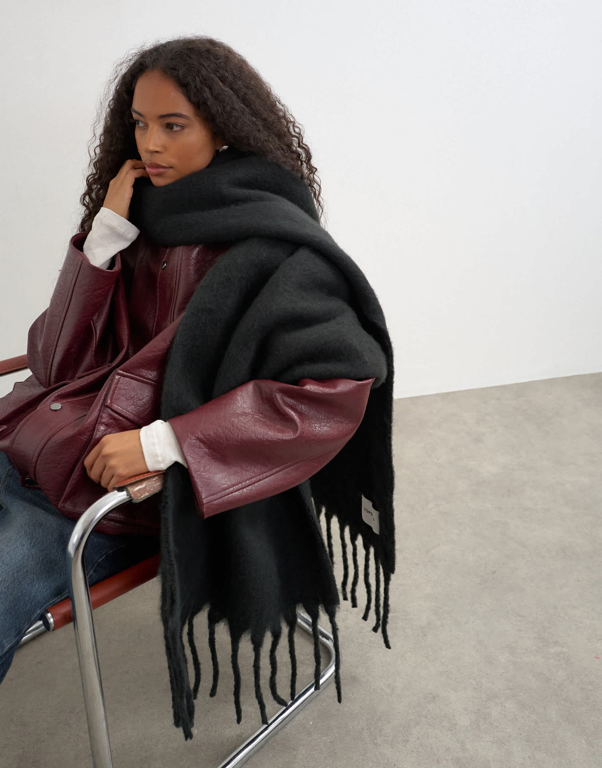 Topshop Sydney blanket scarf  in black