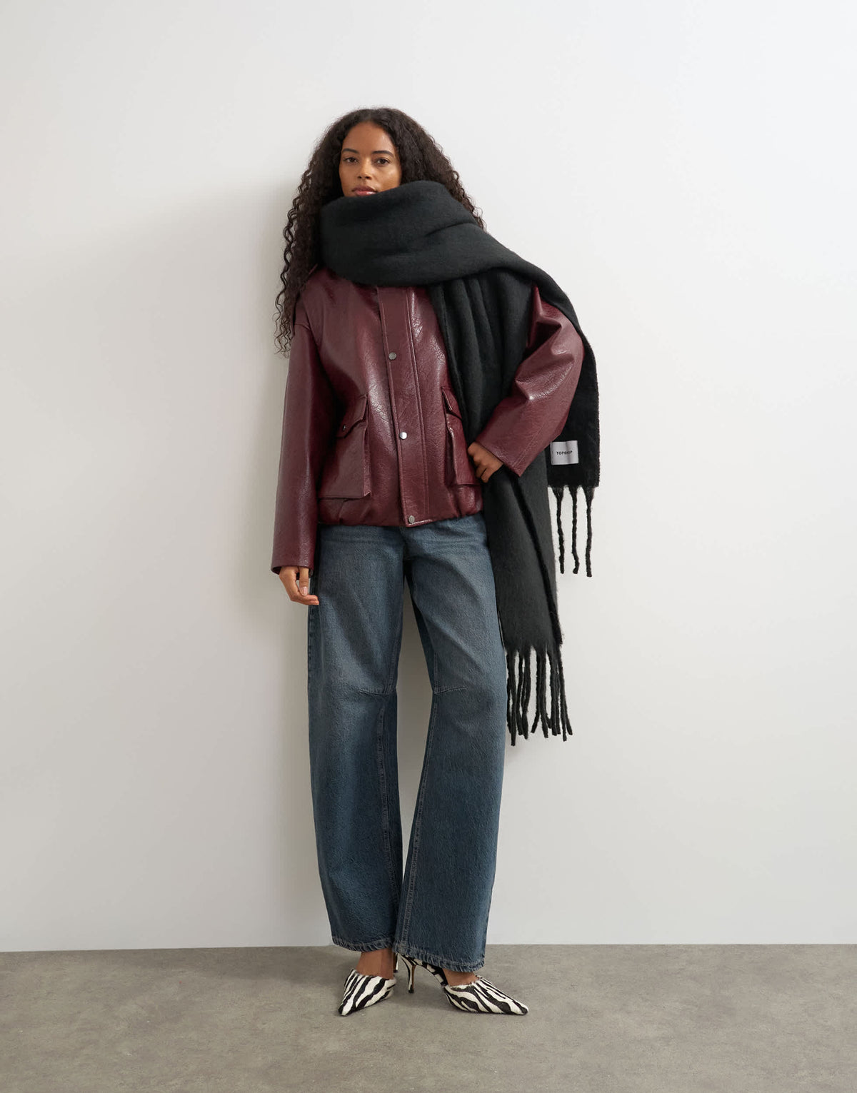 Topshop Sydney blanket scarf  in black