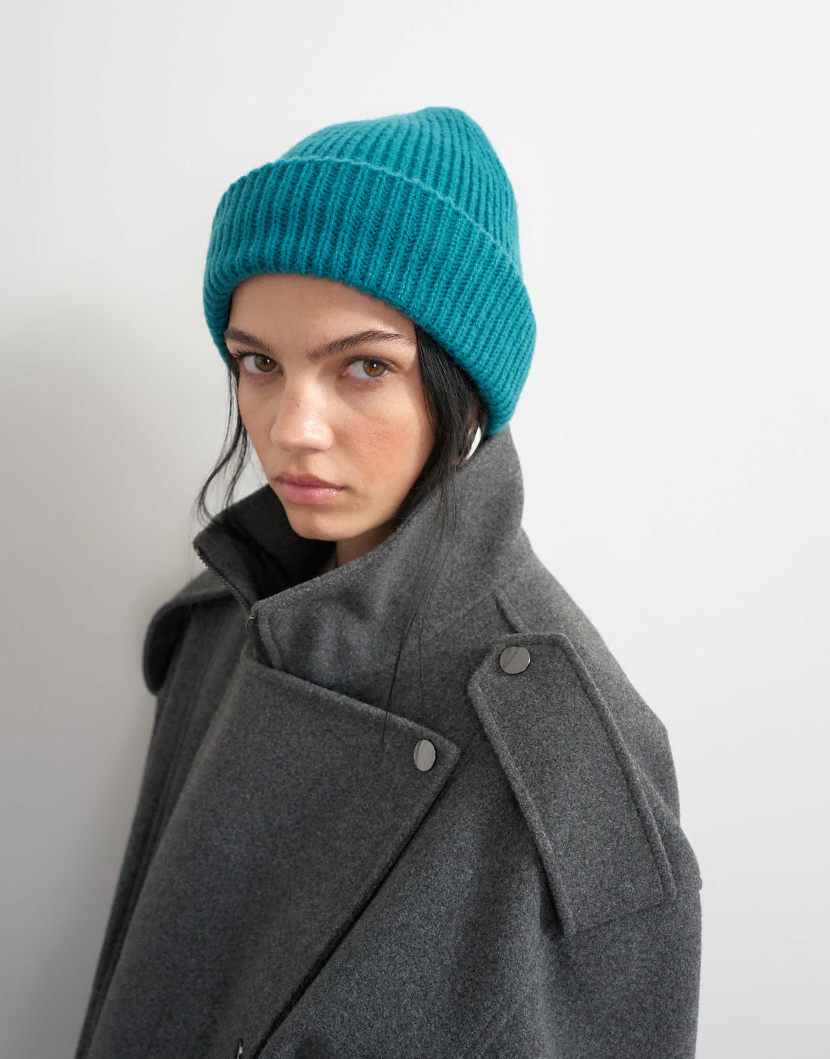 Topshop Henry ribbed beanie in teal
