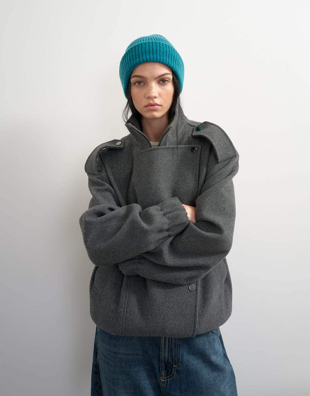 Topshop Henry ribbed beanie in teal