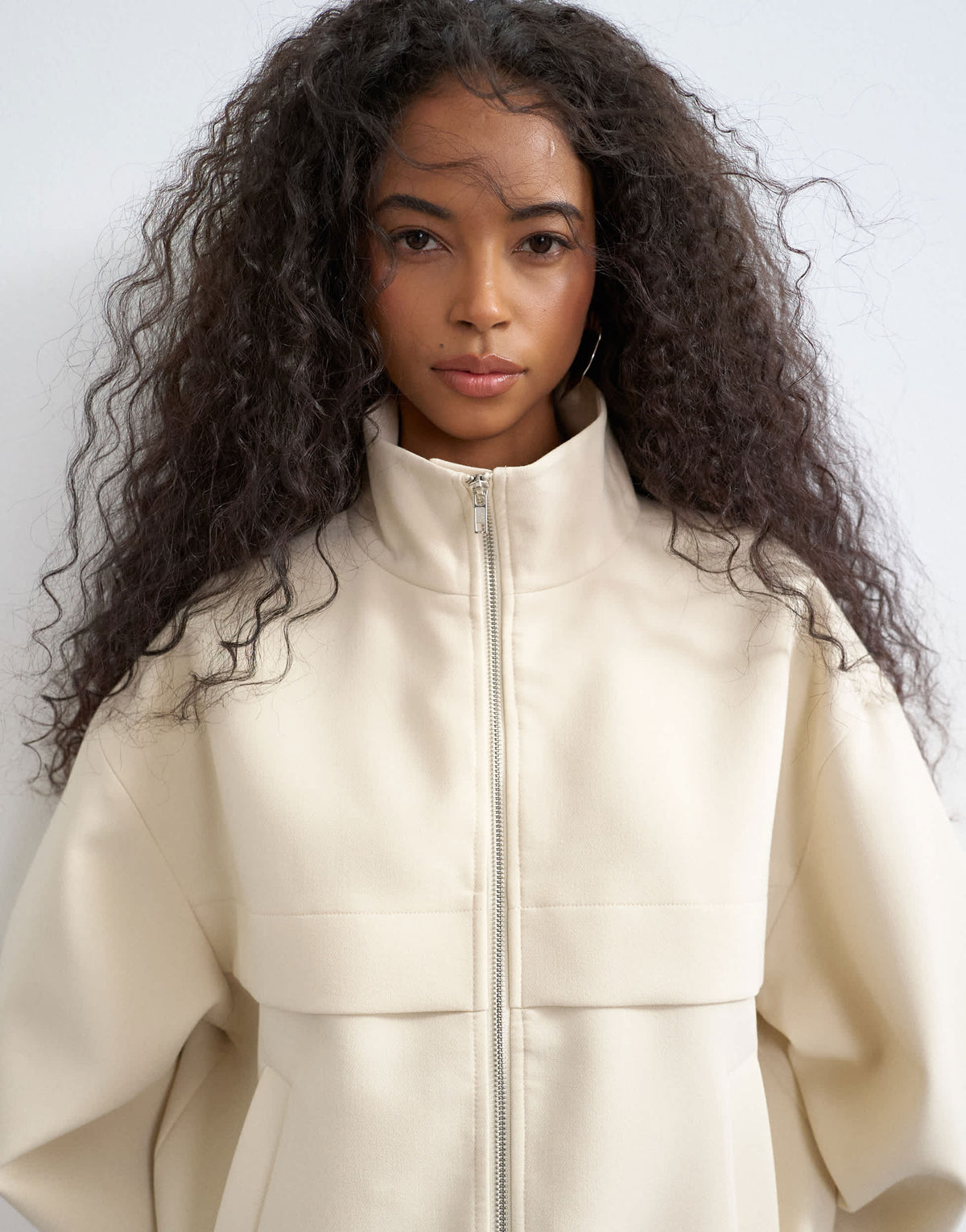 Topshop co ord funnel neck jacket in ecru