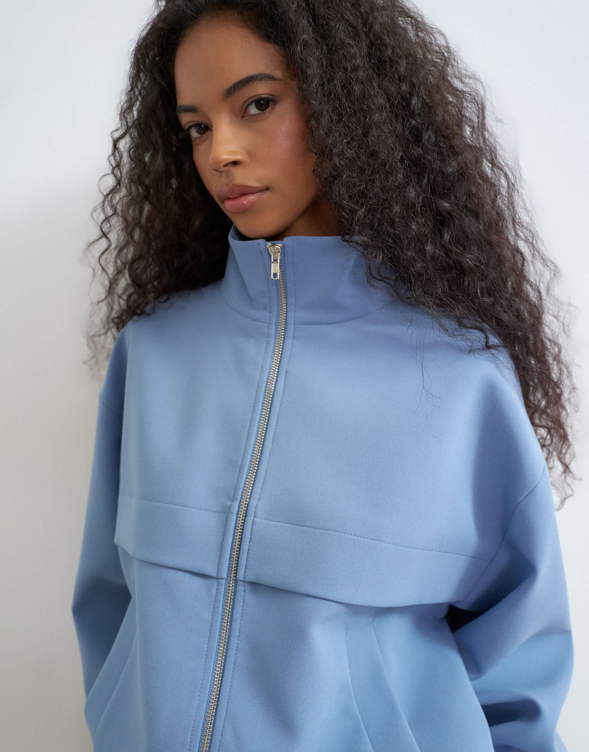 Topshop co ord funnel neck jacket in blue