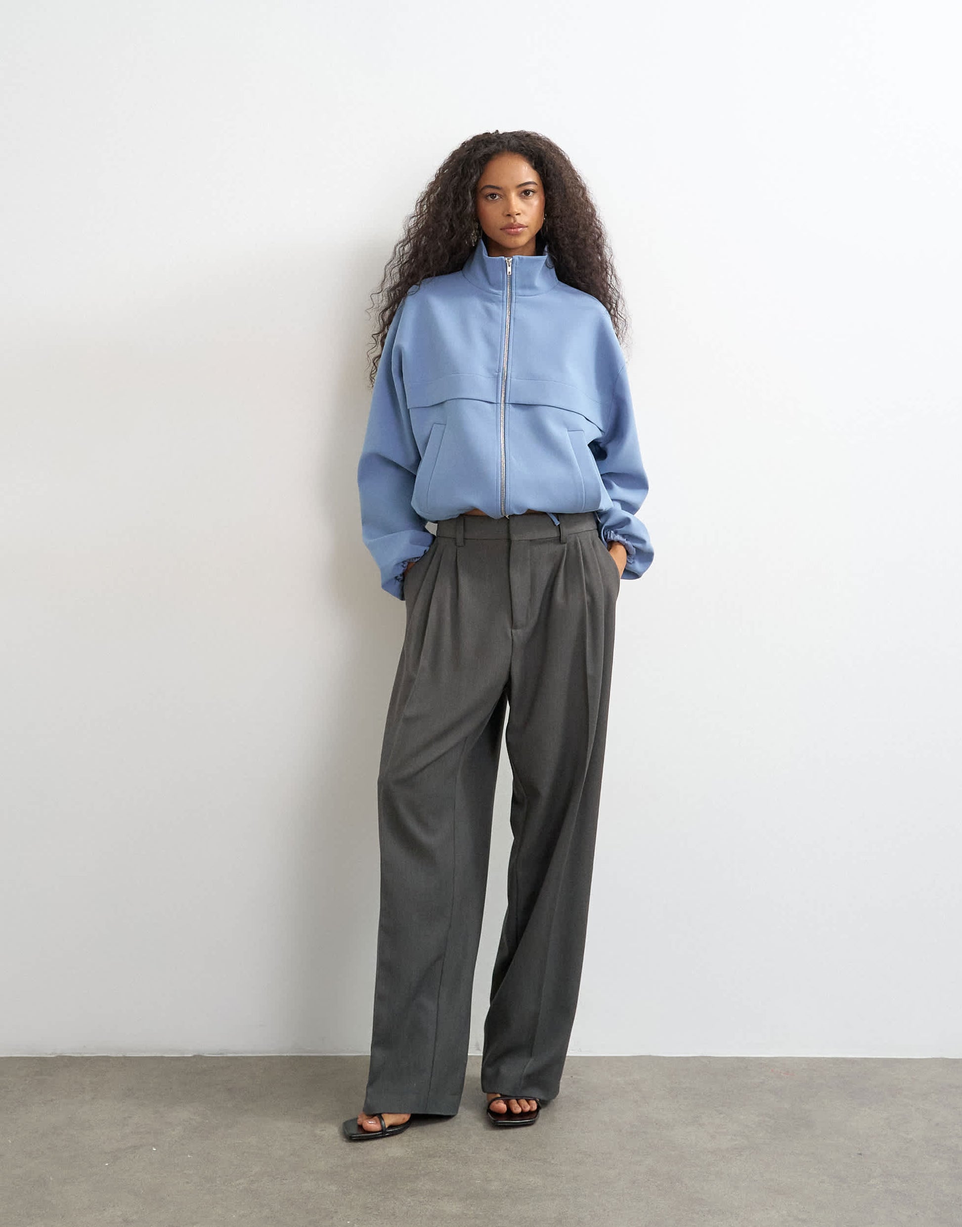 Topshop co ord funnel neck jacket in blue