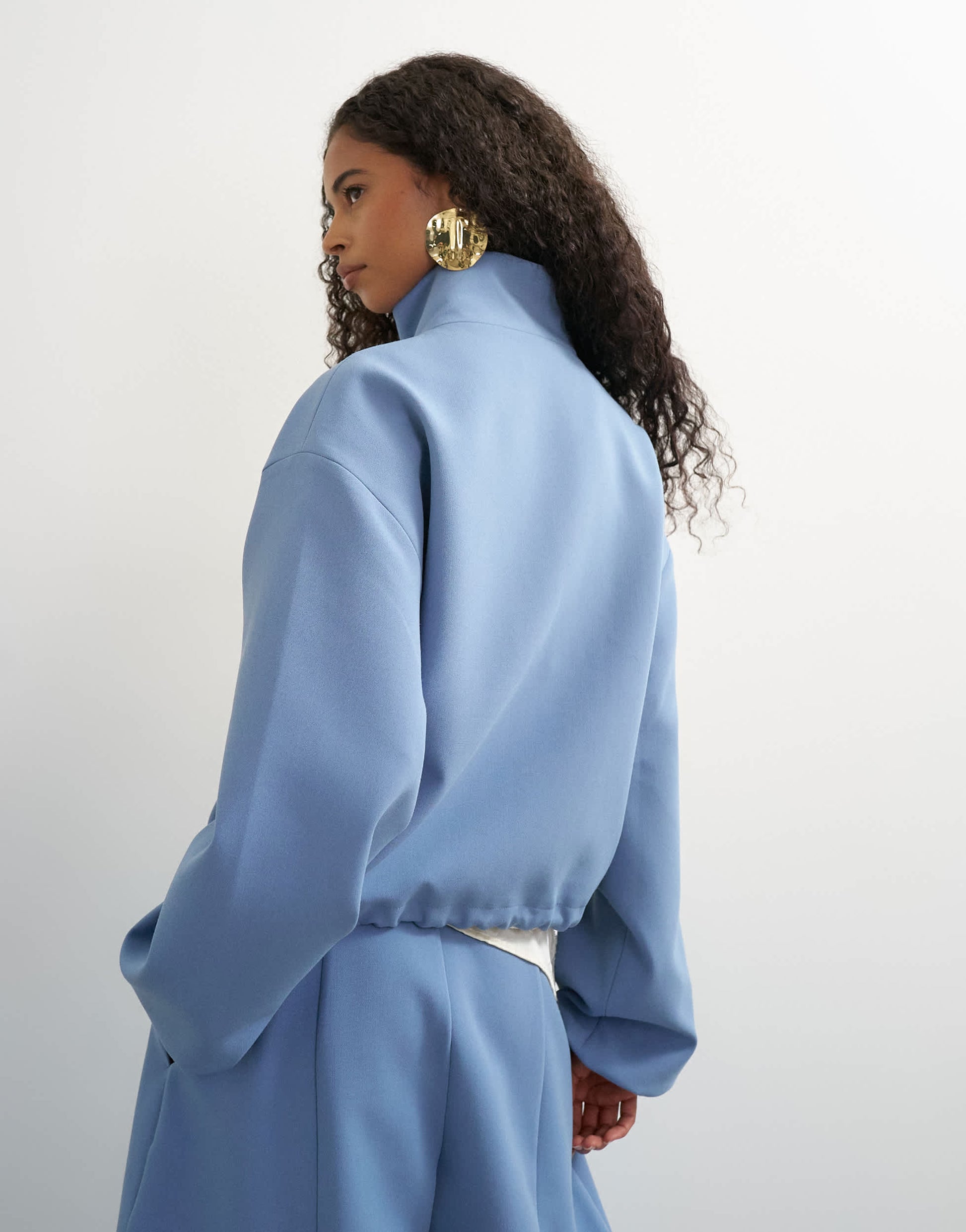 Topshop co ord funnel neck jacket in blue