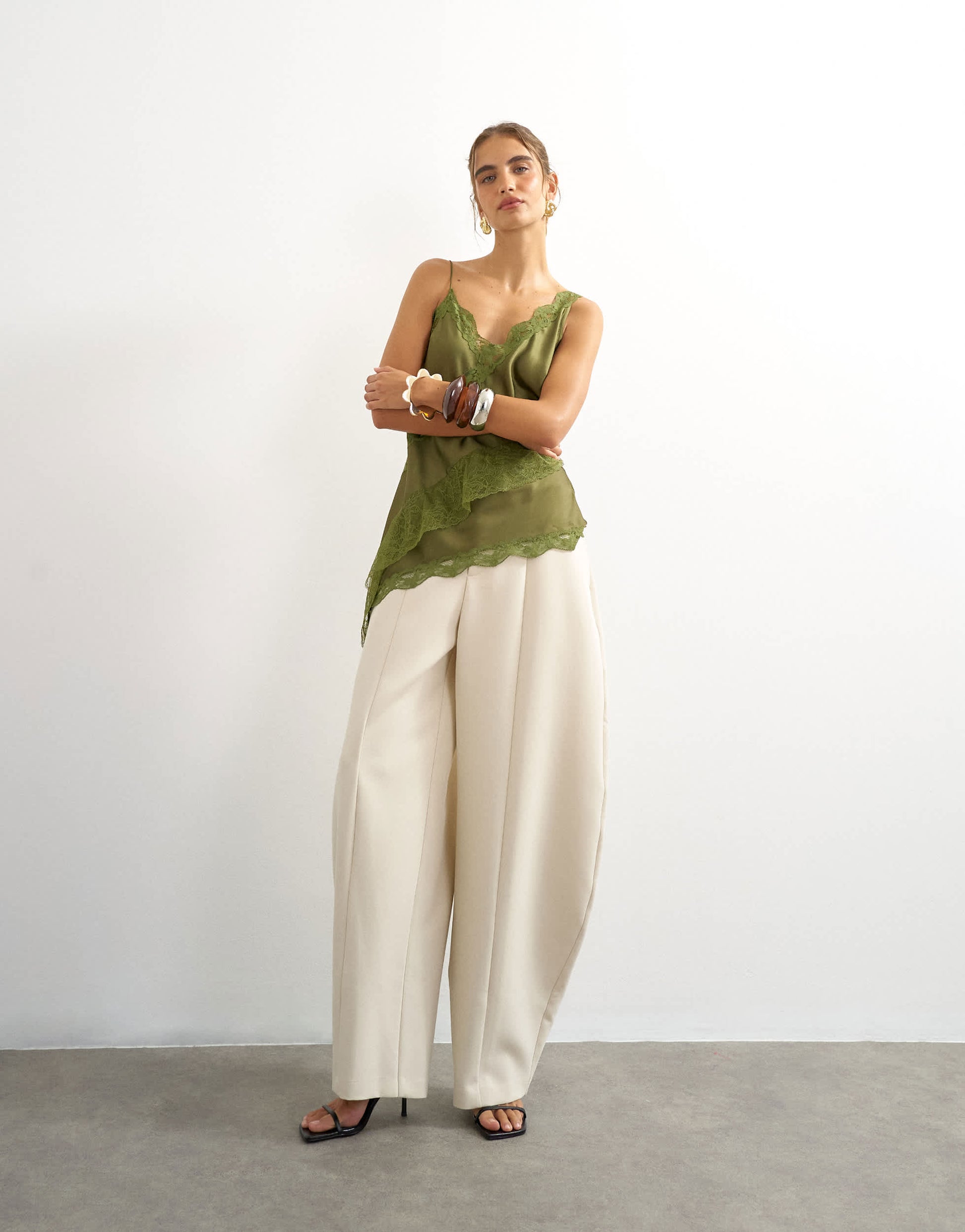 Topshop co ord barrel leg trouser in ecru