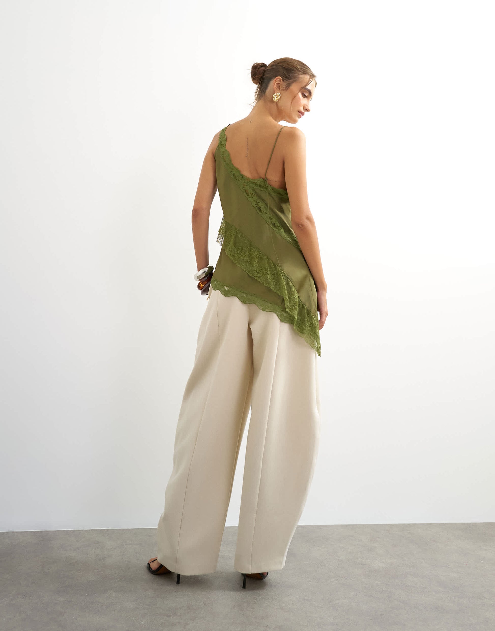 Topshop co ord barrel leg trouser in ecru