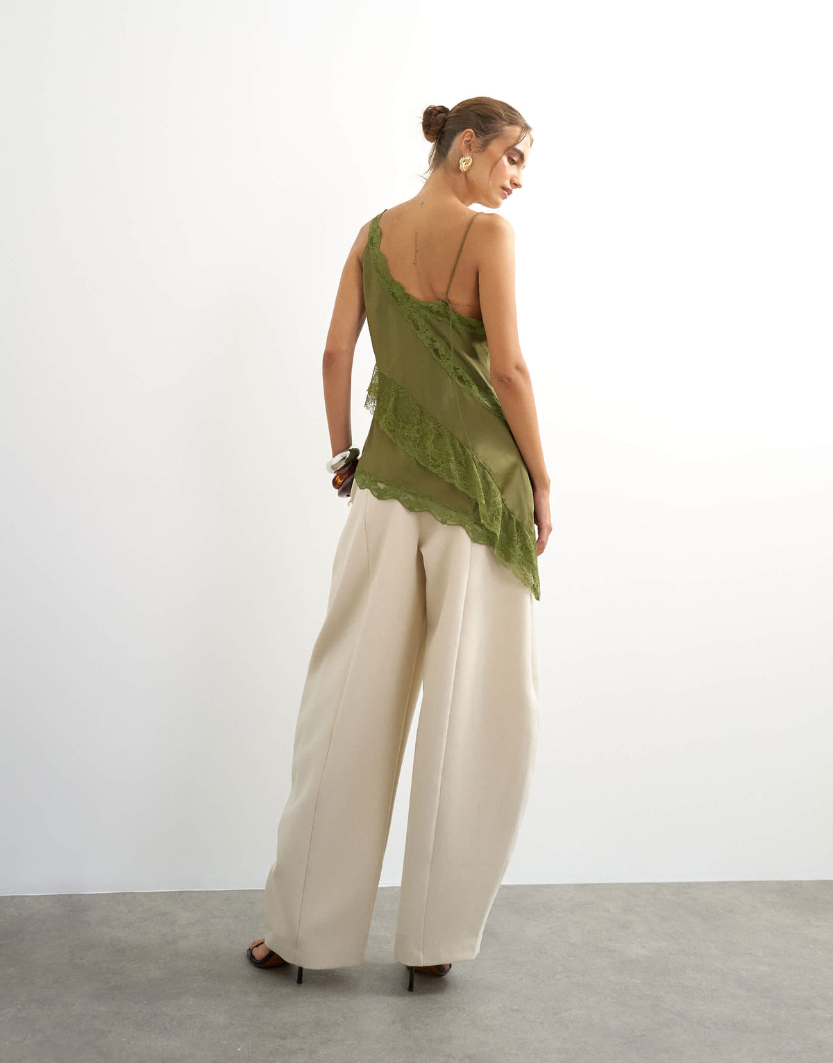 Topshop co ord barrel leg trouser in ecru