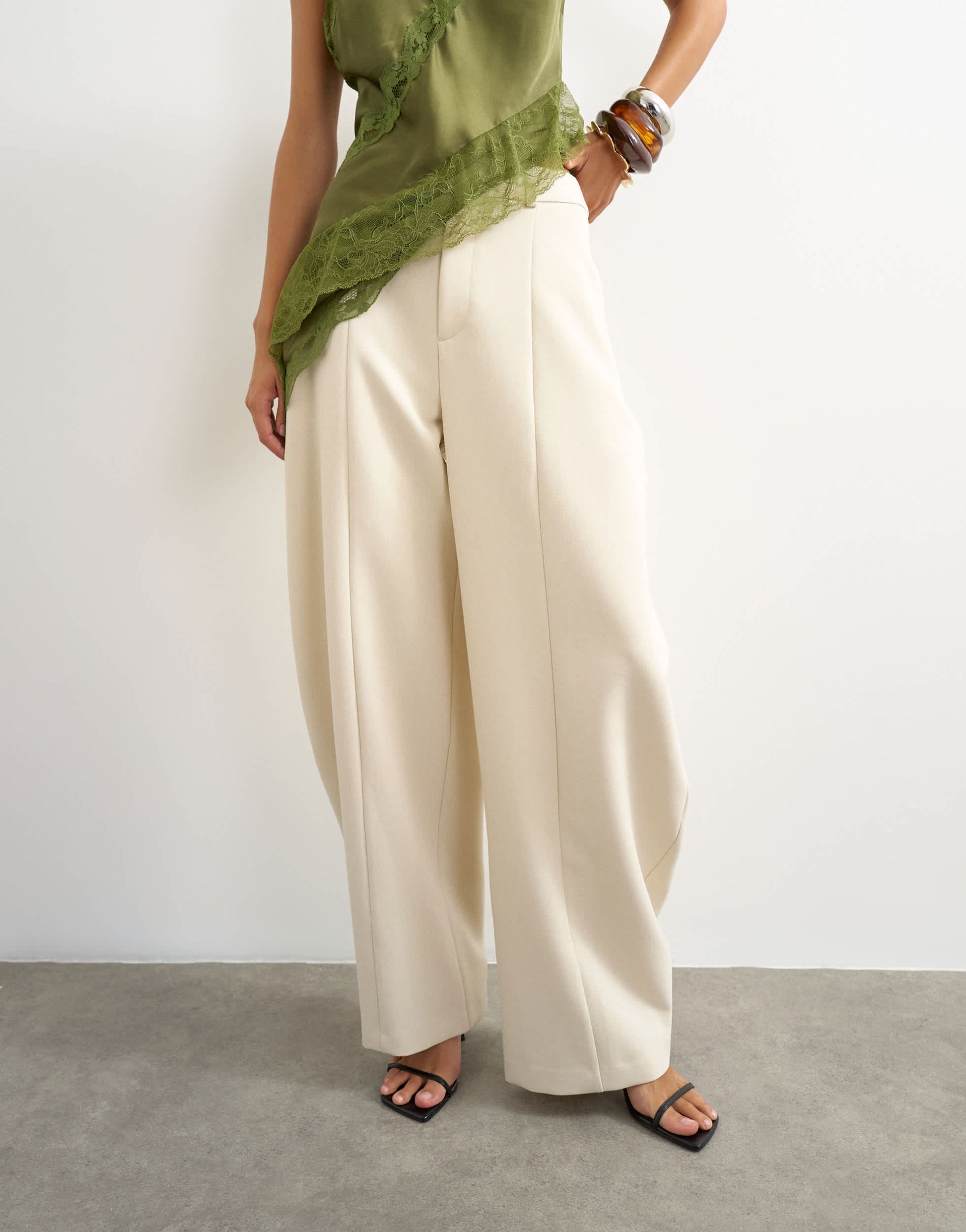 Topshop co ord barrel leg trouser in ecru