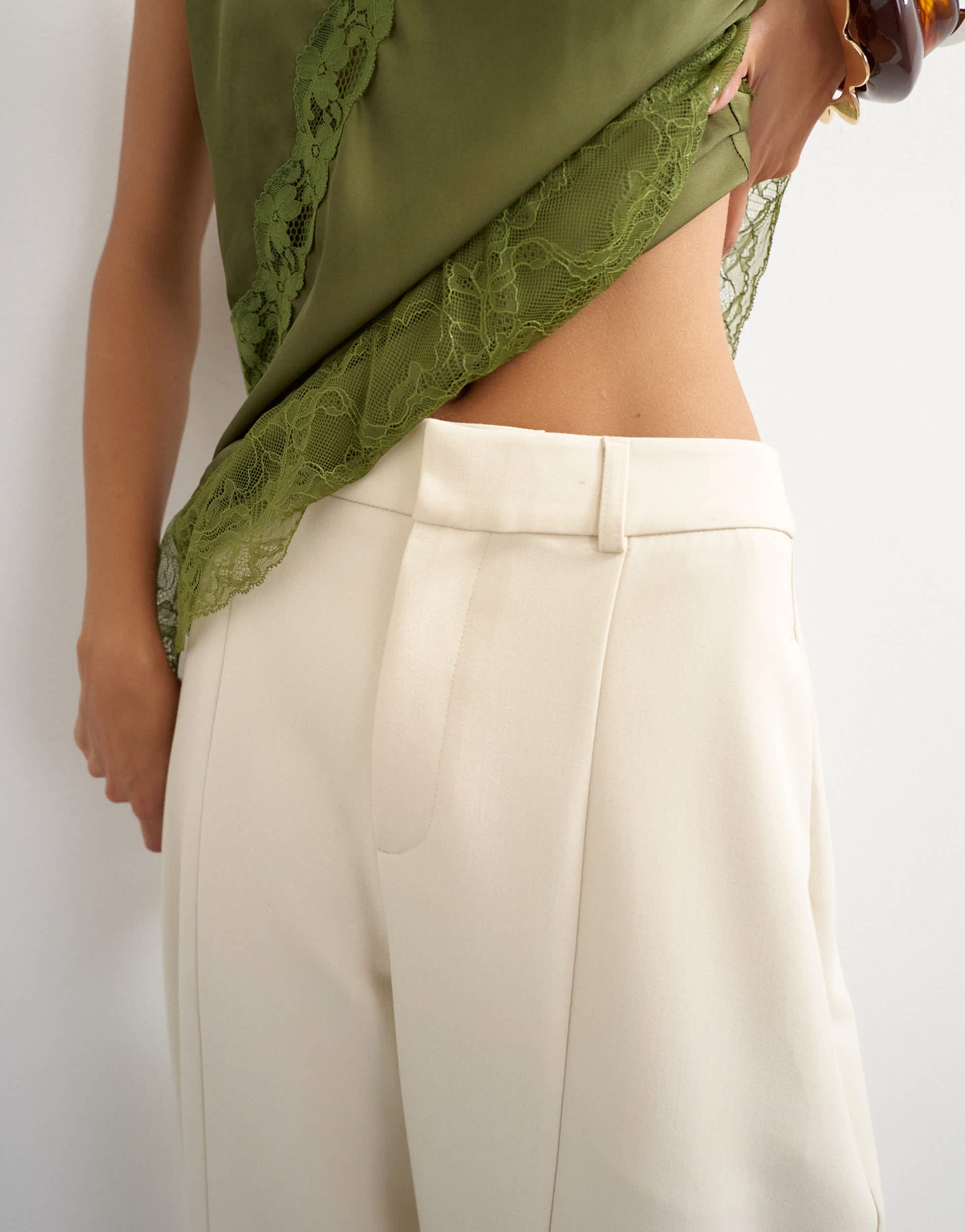 Topshop co ord barrel leg trouser in ecru