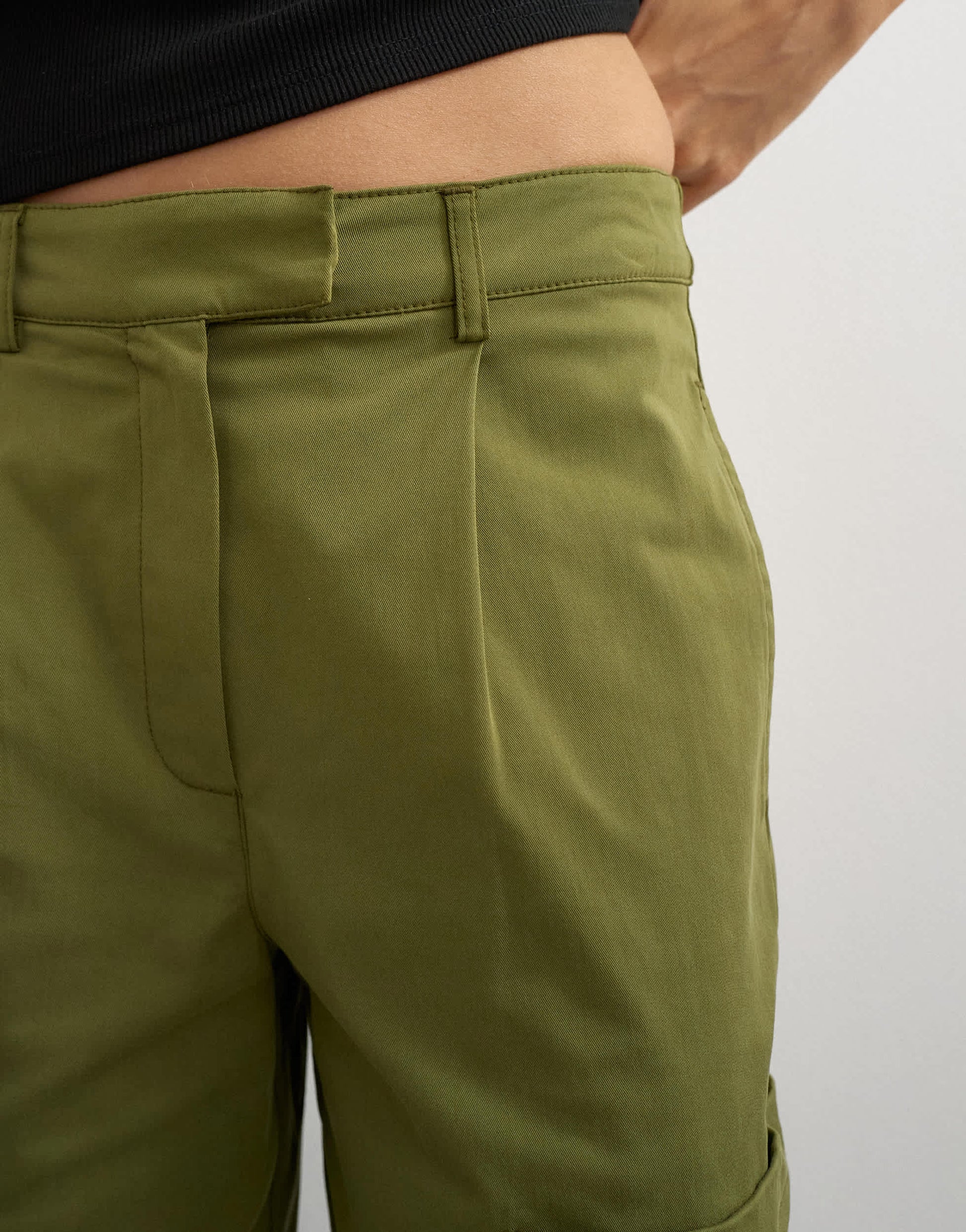 Topshop longline bermuda short in khaki