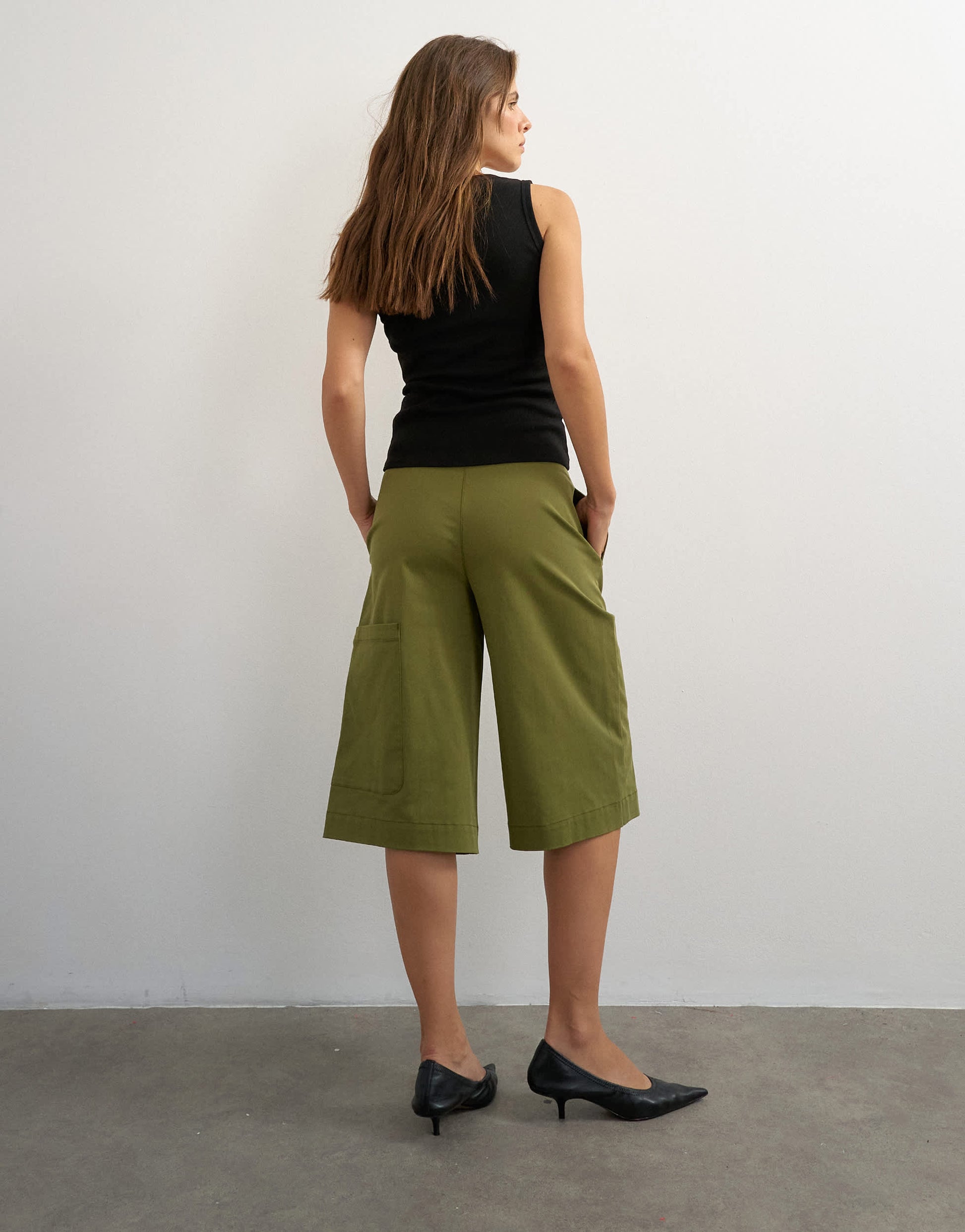 Topshop longline bermuda short in khaki