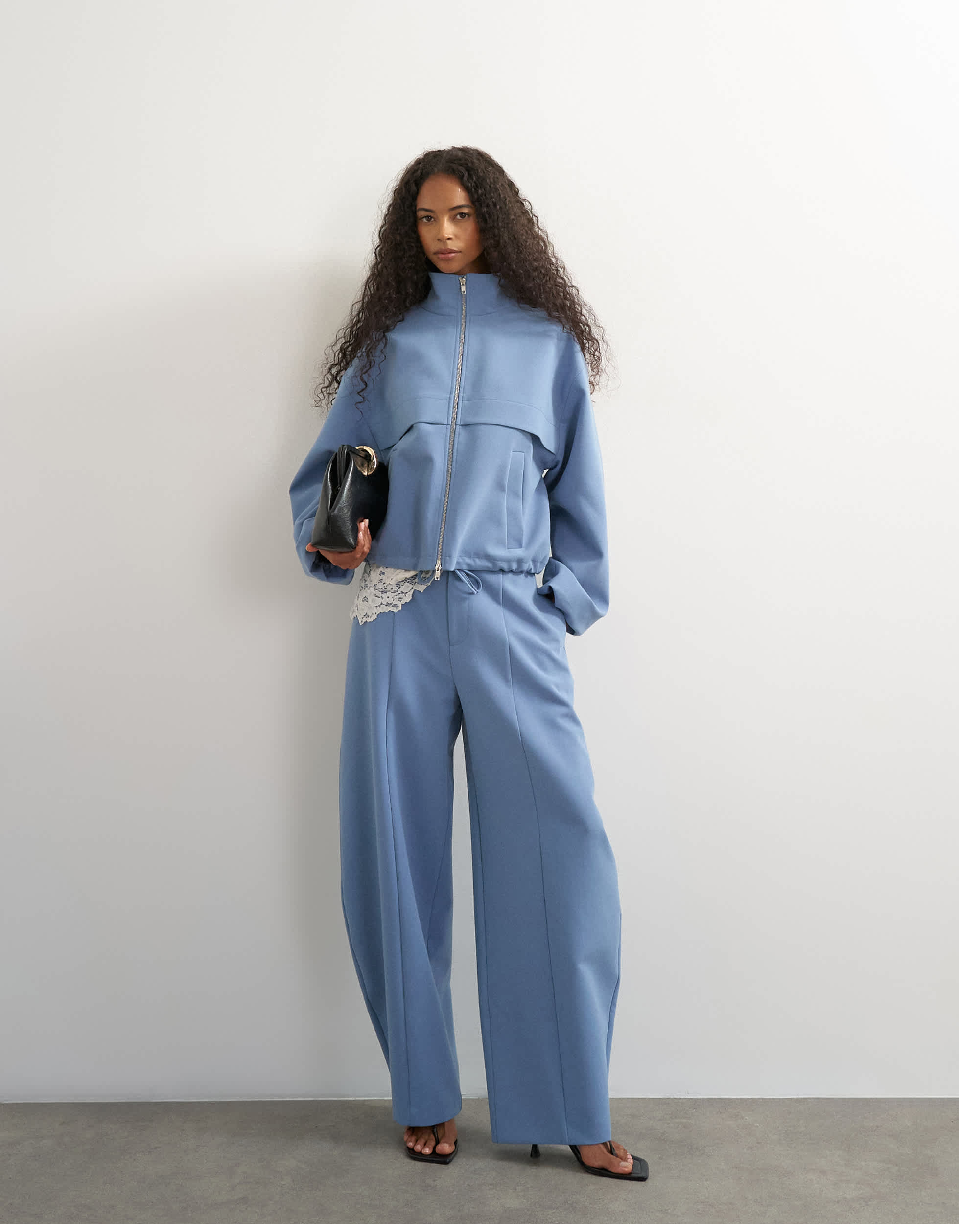 Topshop co ord barrel leg trouser in blue
