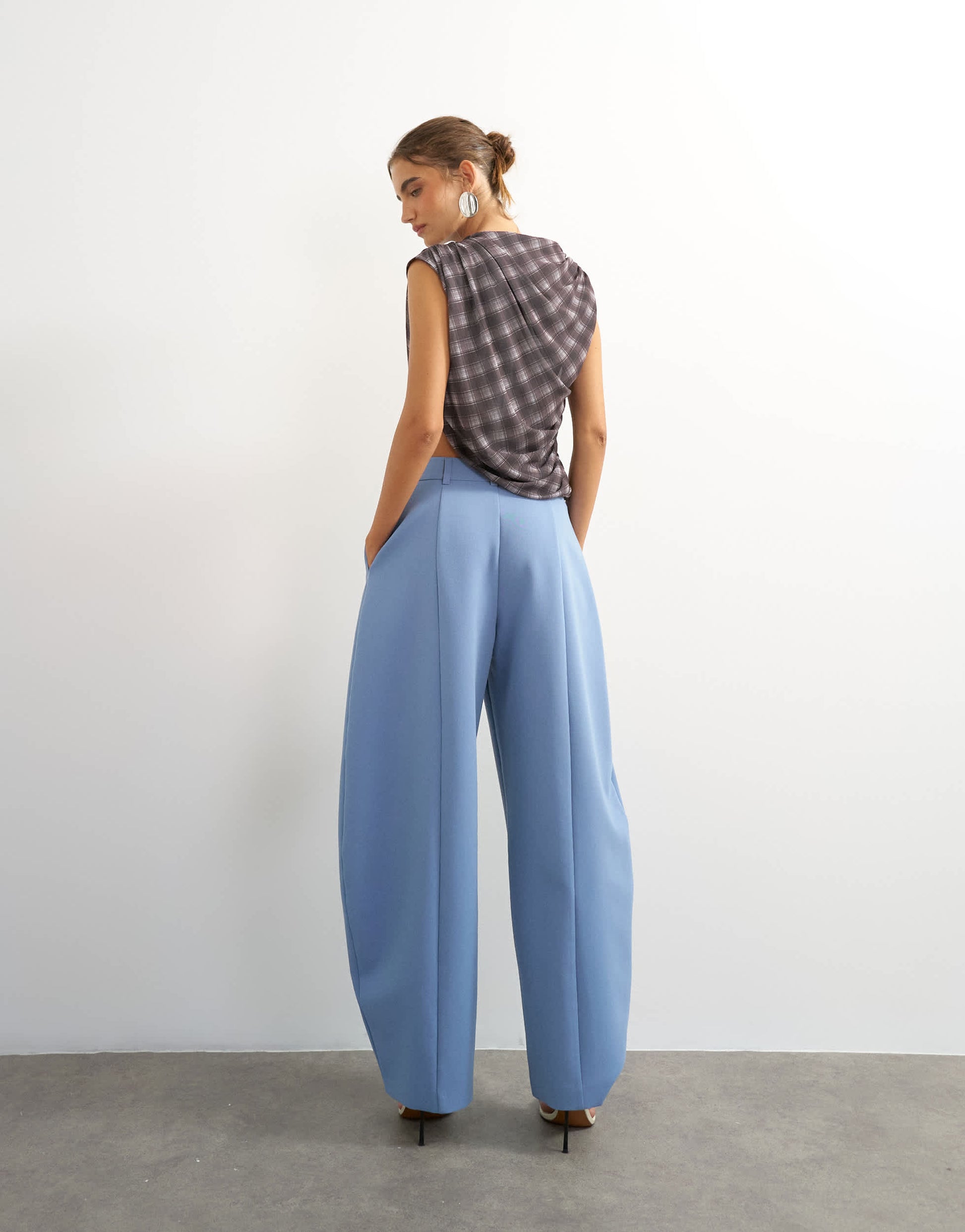 Topshop co ord barrel leg trouser in blue