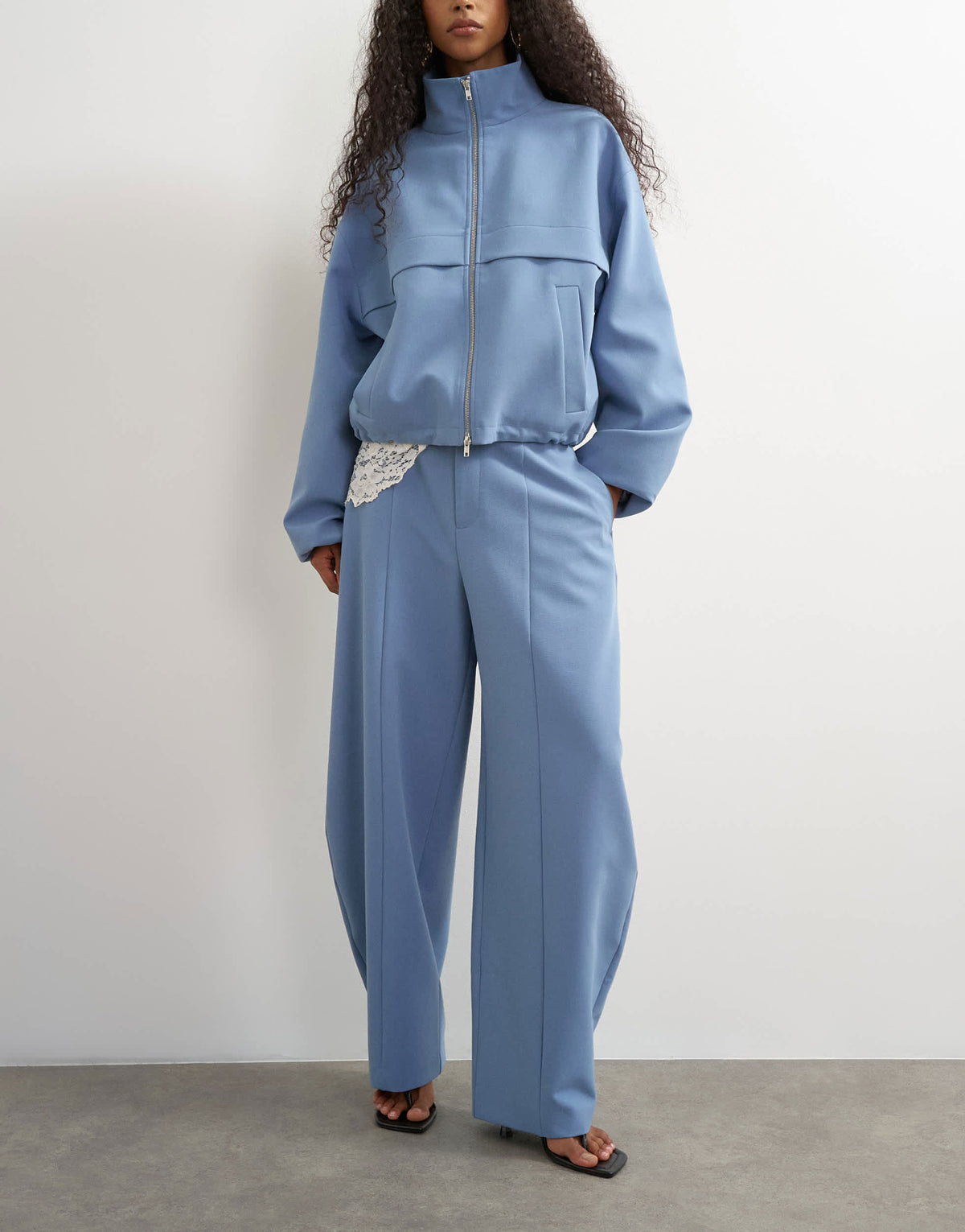 Topshop co ord barrel leg trouser in blue
