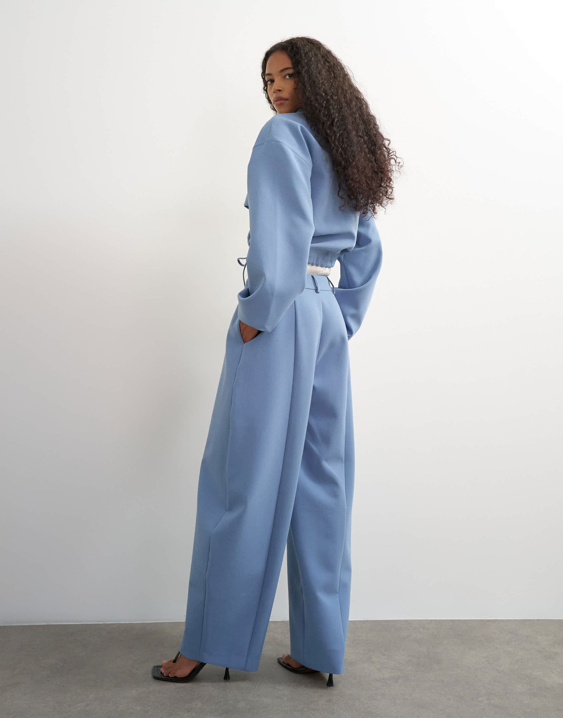 Topshop co ord barrel leg trouser in blue