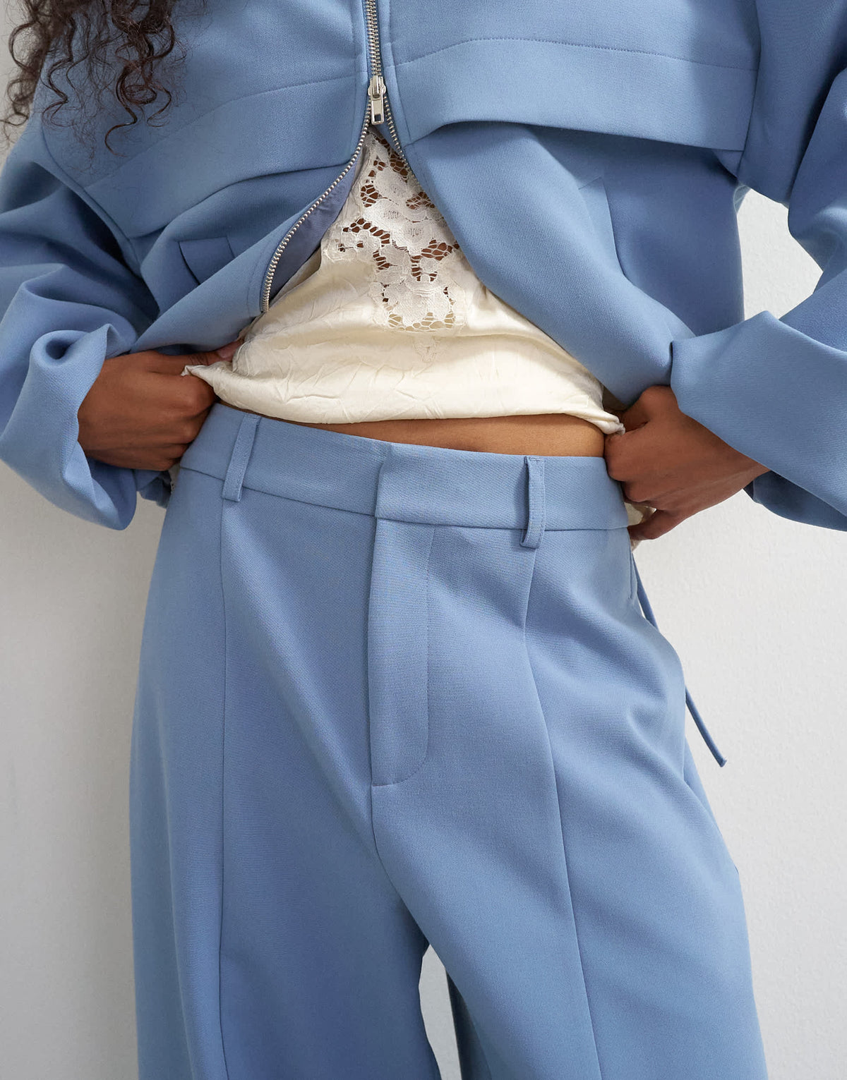 Topshop co ord barrel leg trouser in blue