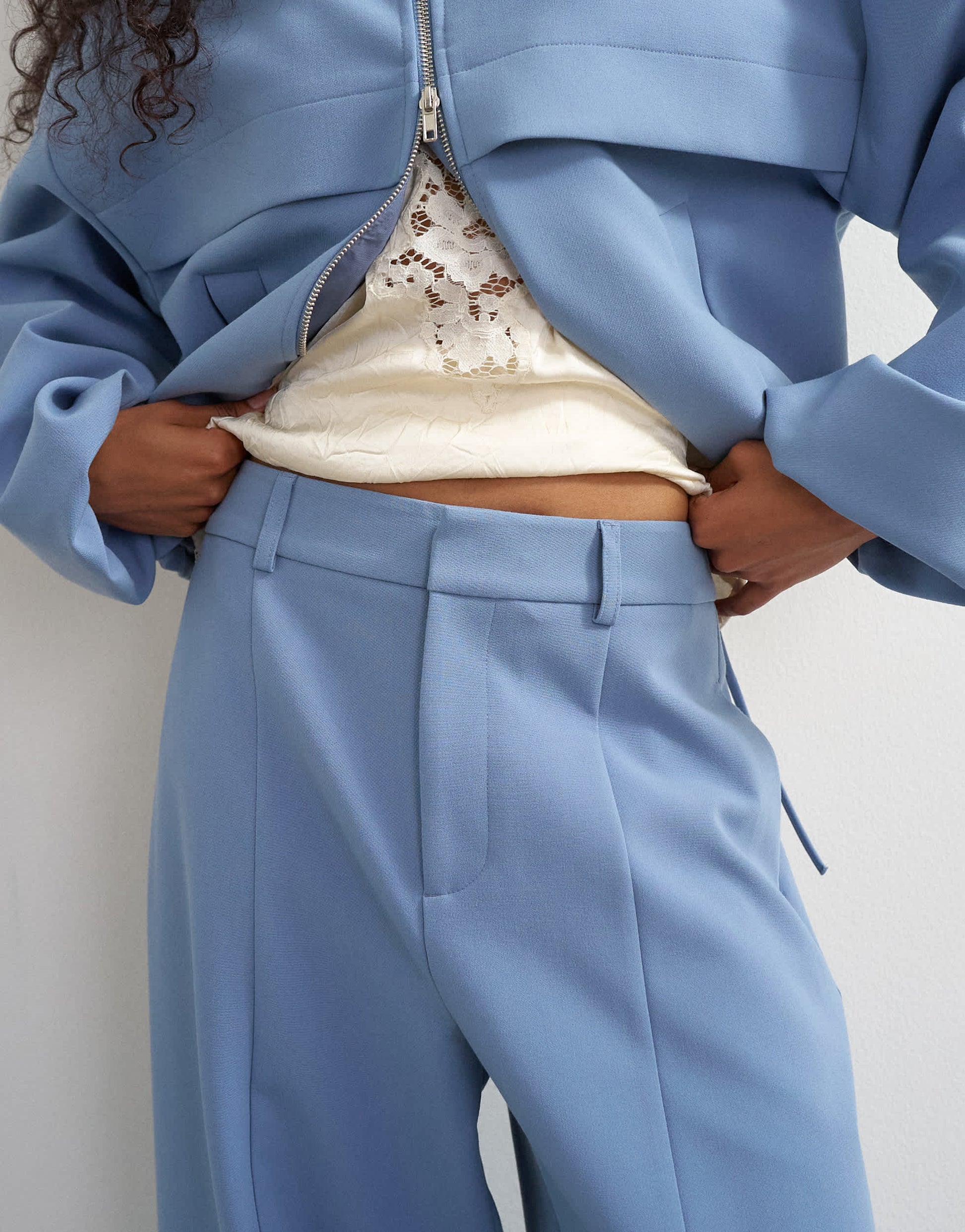 Topshop co ord barrel leg trouser in blue