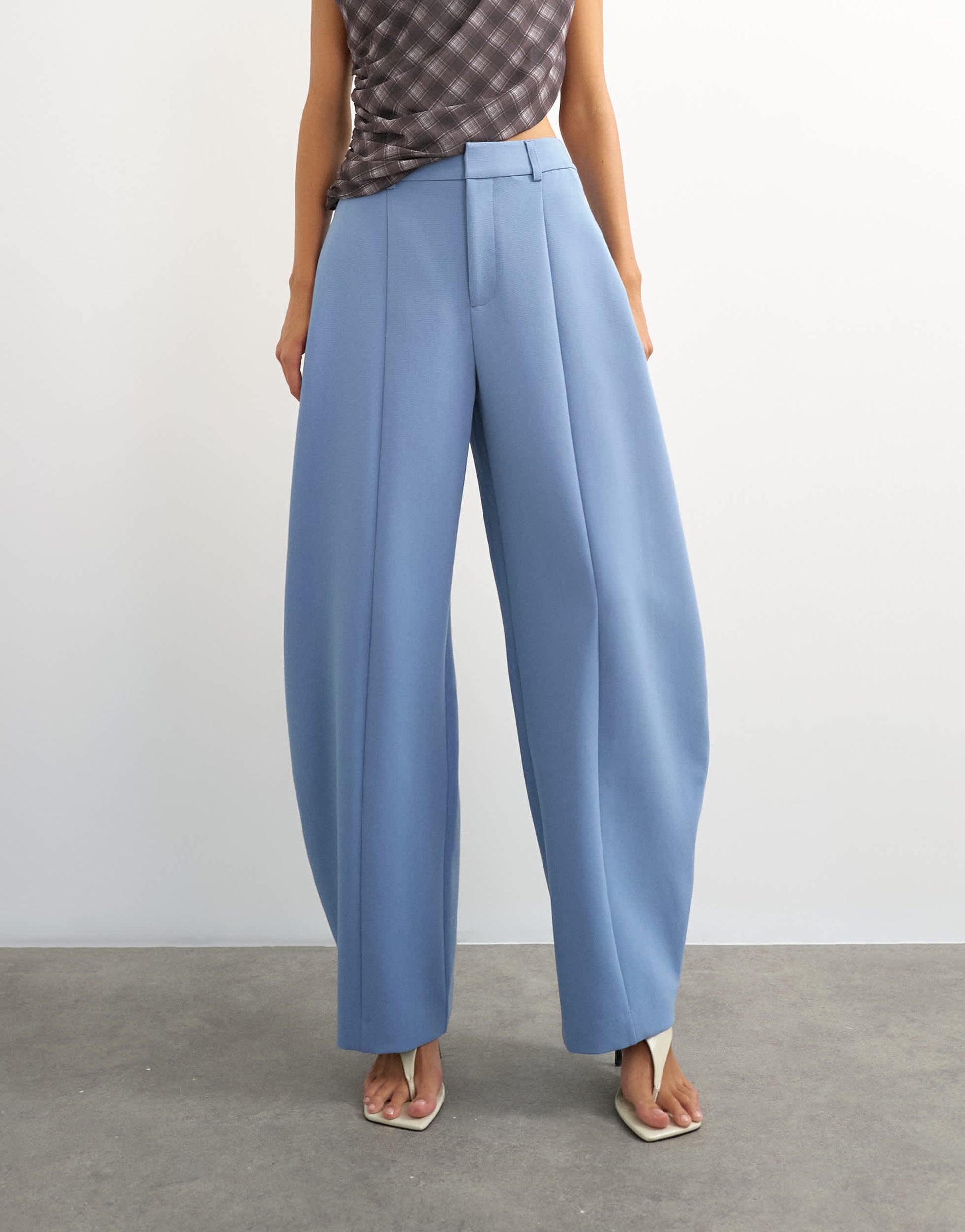 Topshop co ord barrel leg trouser in blue