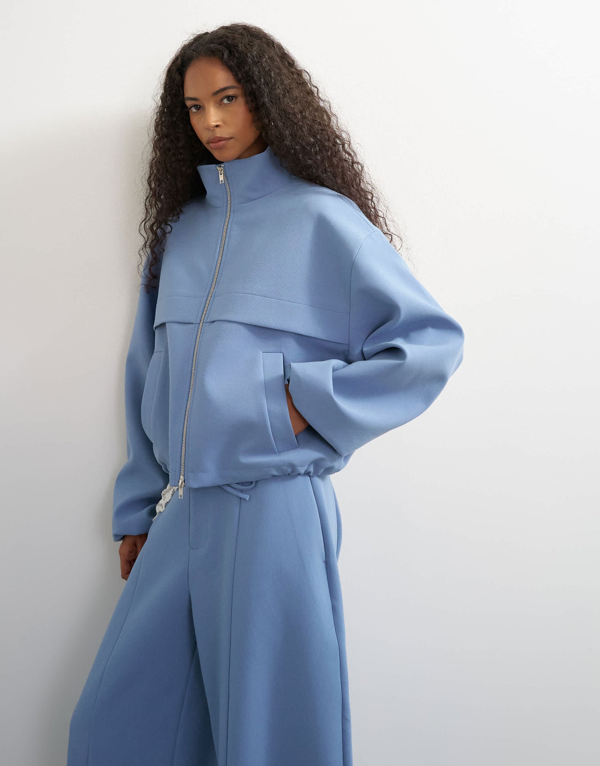 Topshop co ord barrel leg trouser in blue