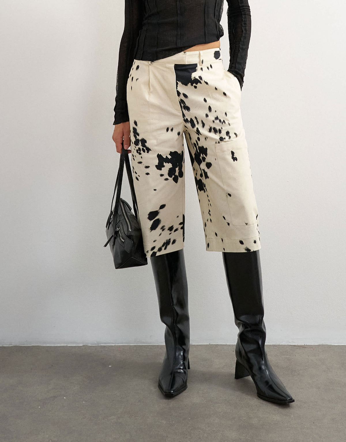 Topshop longline bermuda short in ink smudge