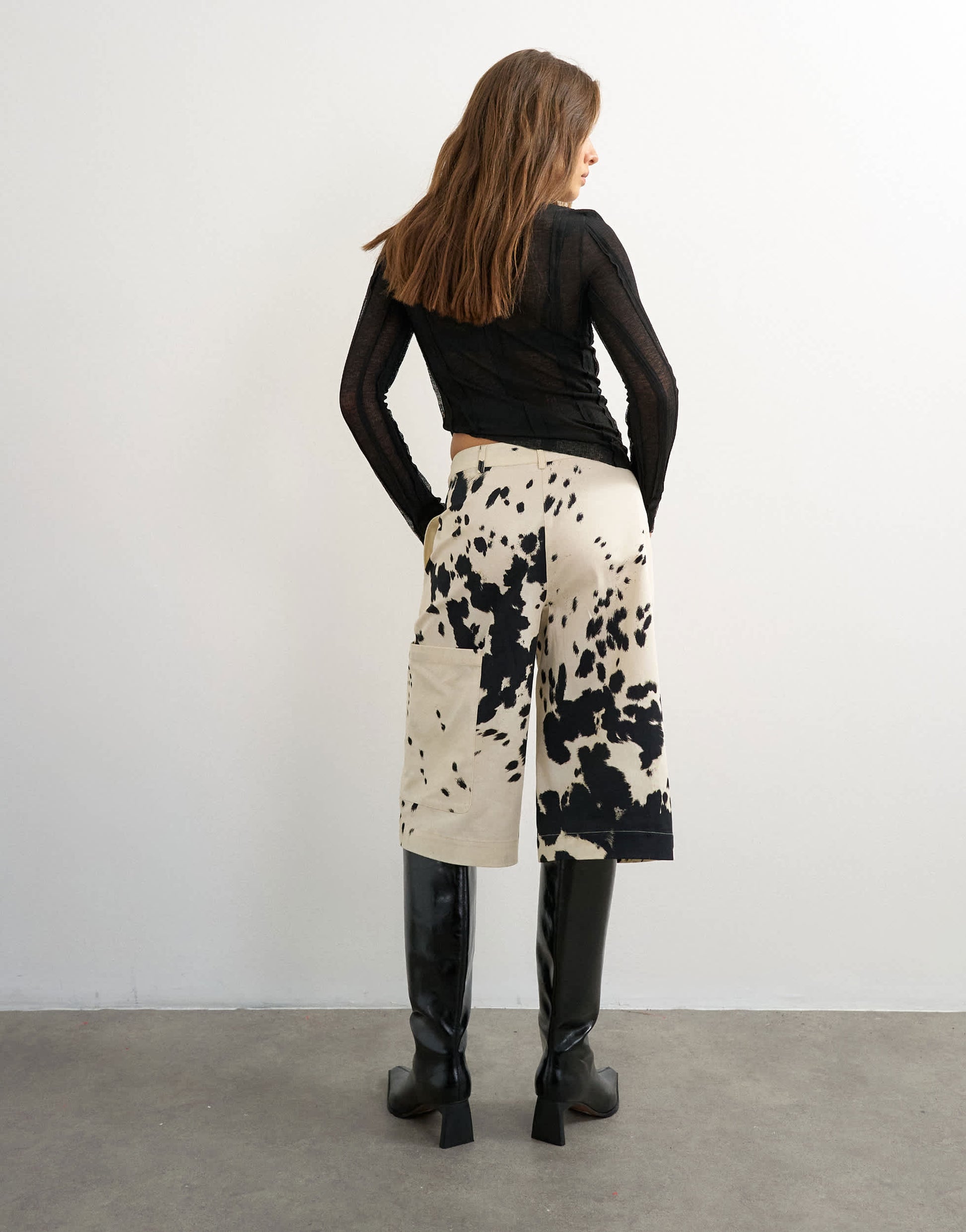 Topshop longline bermuda short in ink smudge