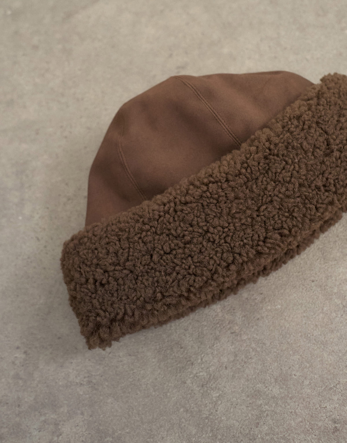 Topshop Honor shearling turn up hat in chocolate