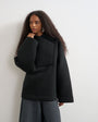 Topshop borg wrap neck sweat in black