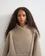 Topshop borg wrap neck sweat in oat