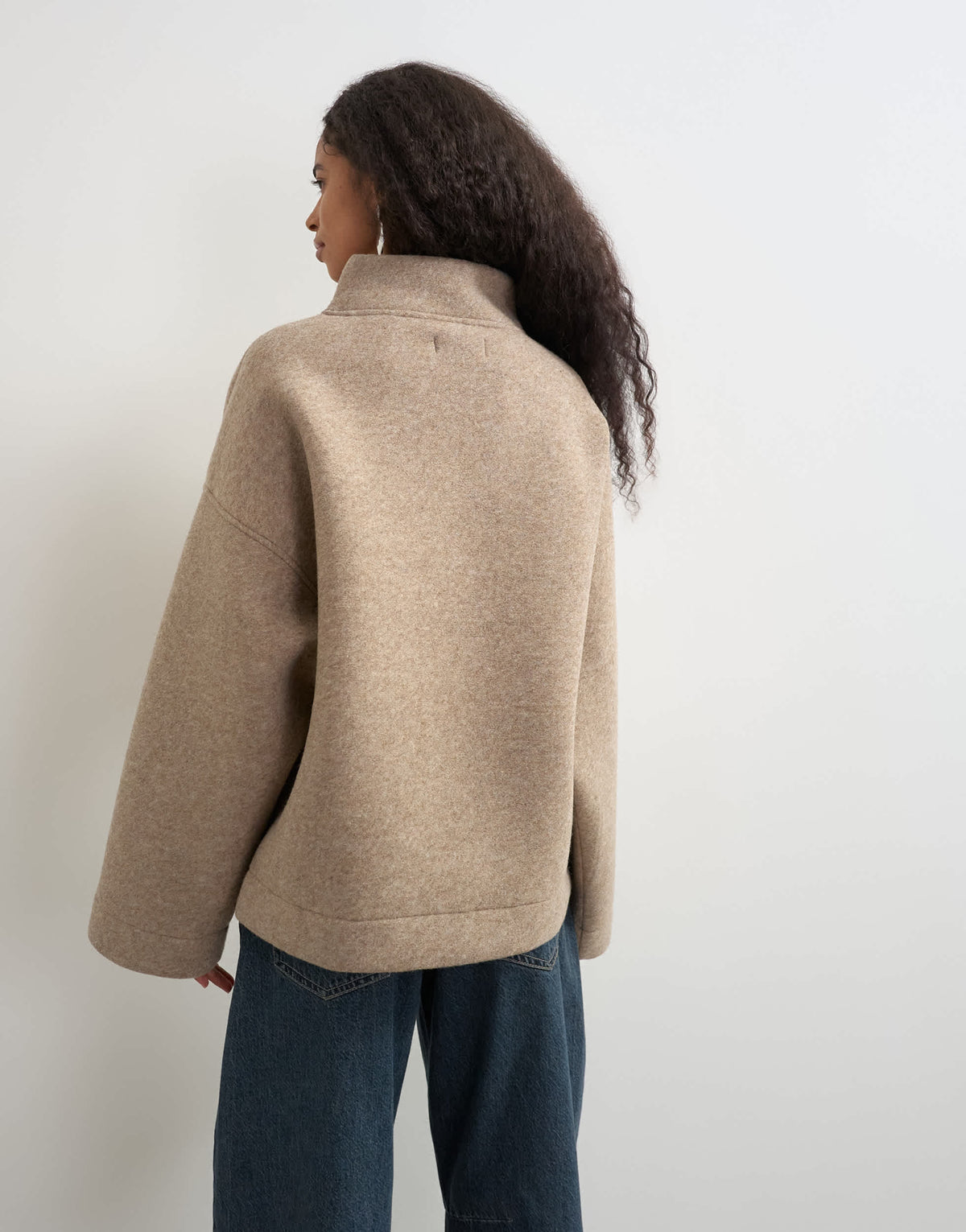 Topshop borg wrap neck sweat in oat