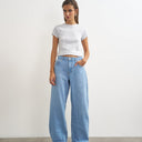 Topshop Barrel mid rise jean in bleach