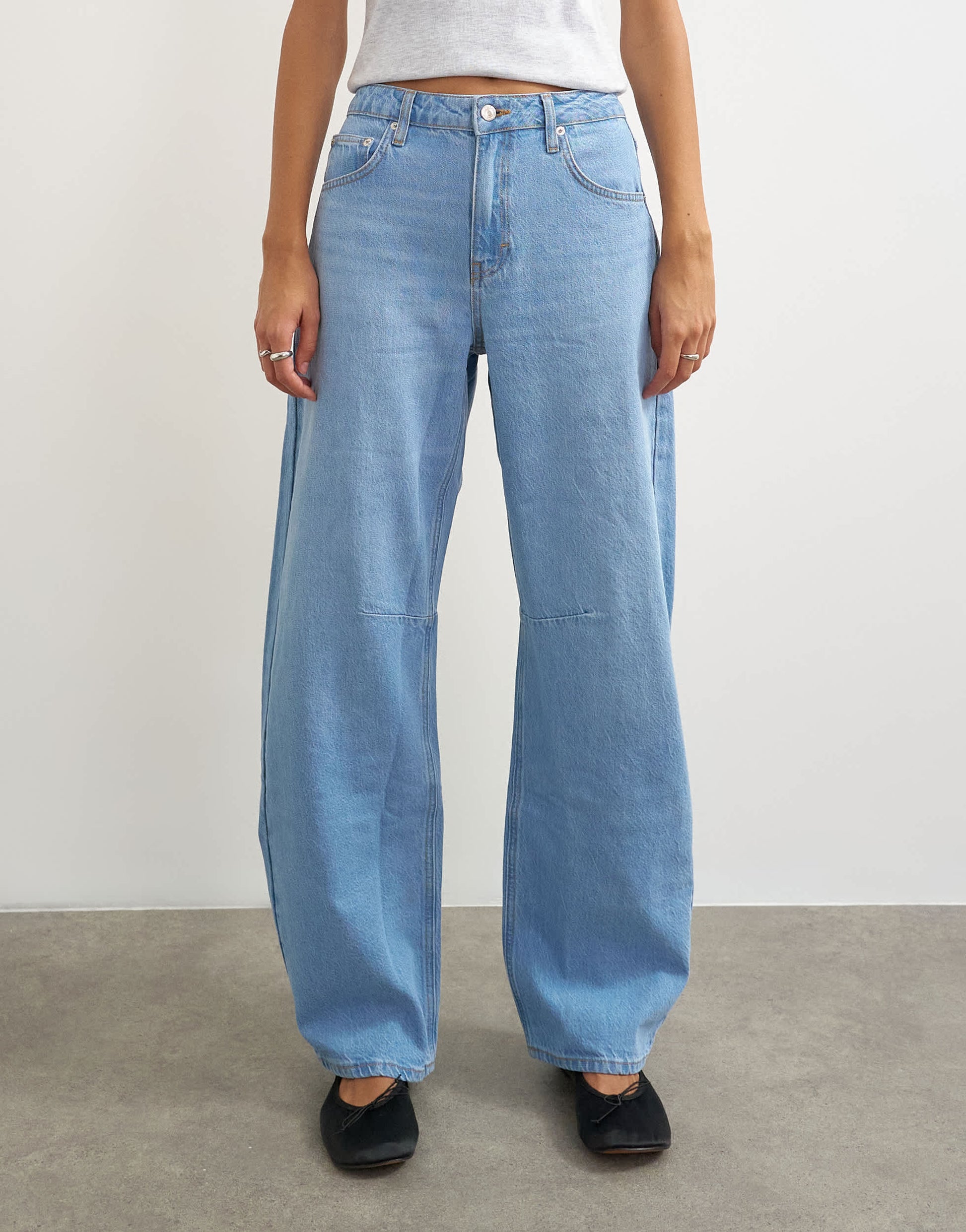 Topshop Barrel mid rise jean in bleach