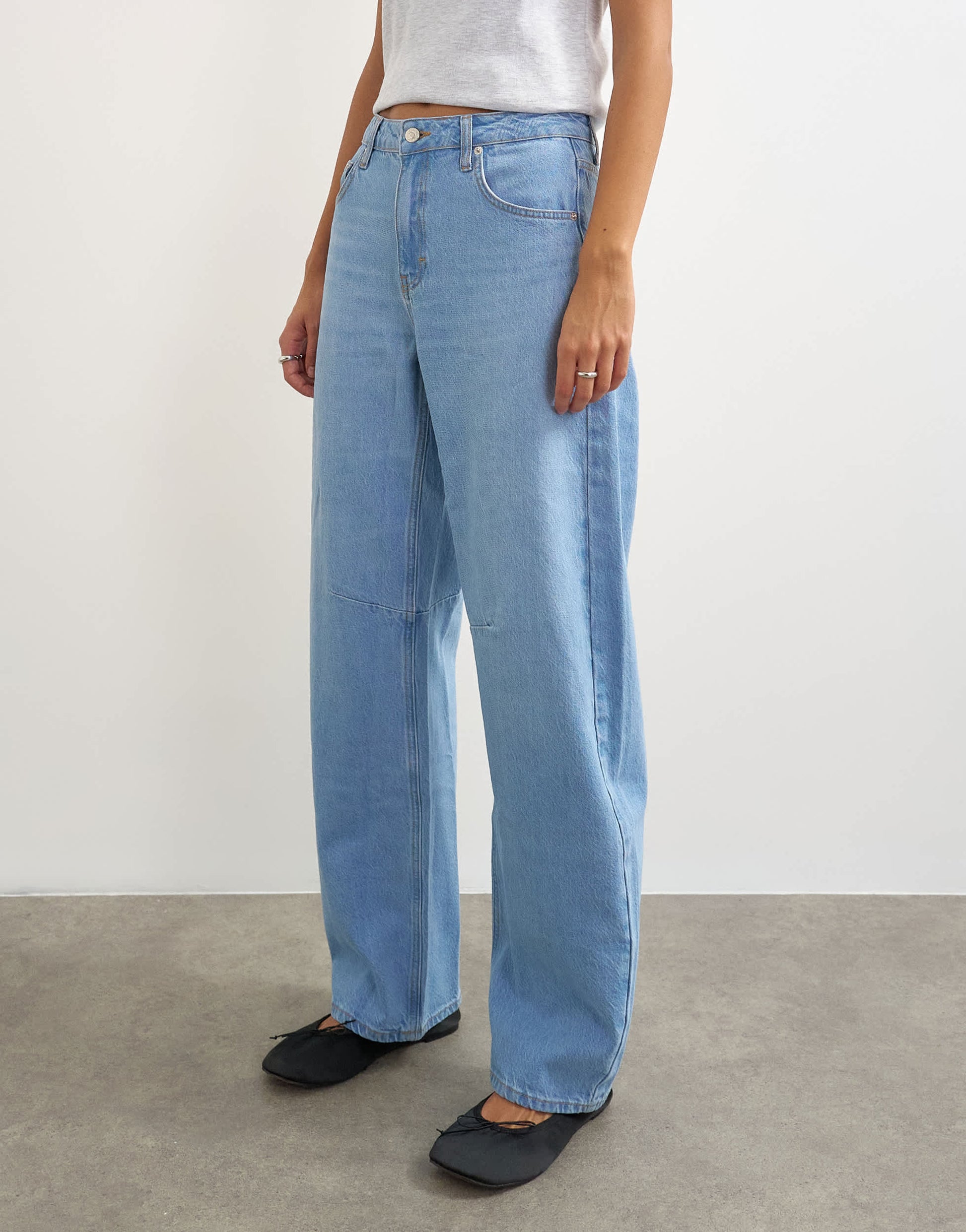 Topshop Barrel mid rise jean in bleach