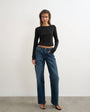 Topshop Ember low rise relaxed straight leg jean in blue black