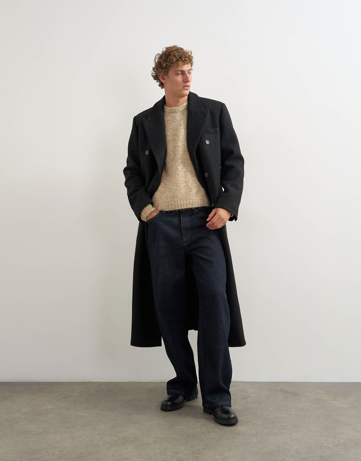 Topman relaxed fit loose knit jumper in stone