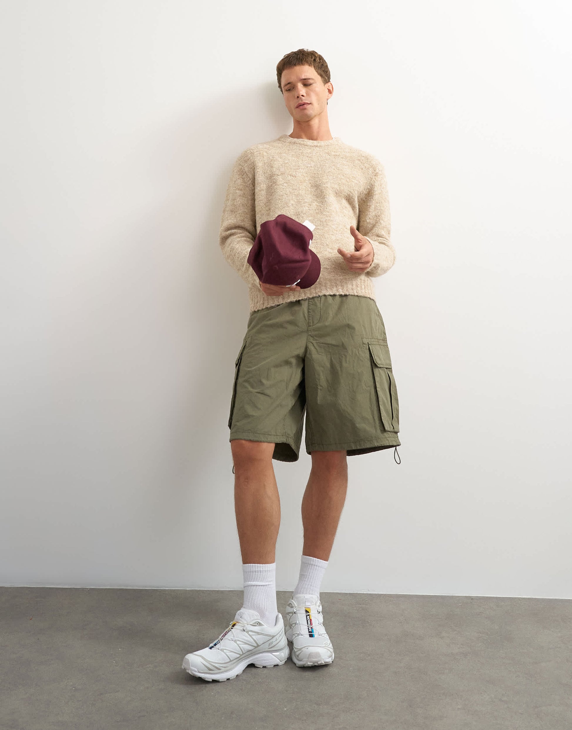 Topman relaxed fit loose knit jumper in stone