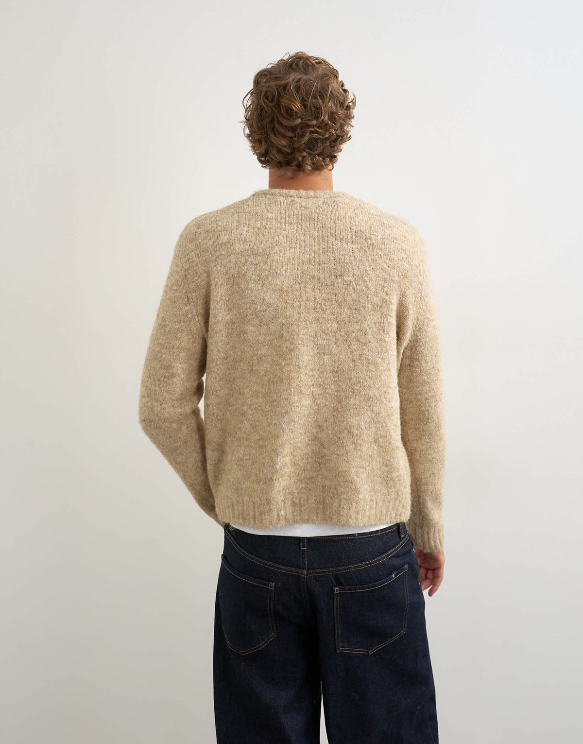 Topman relaxed fit loose knit jumper in stone
