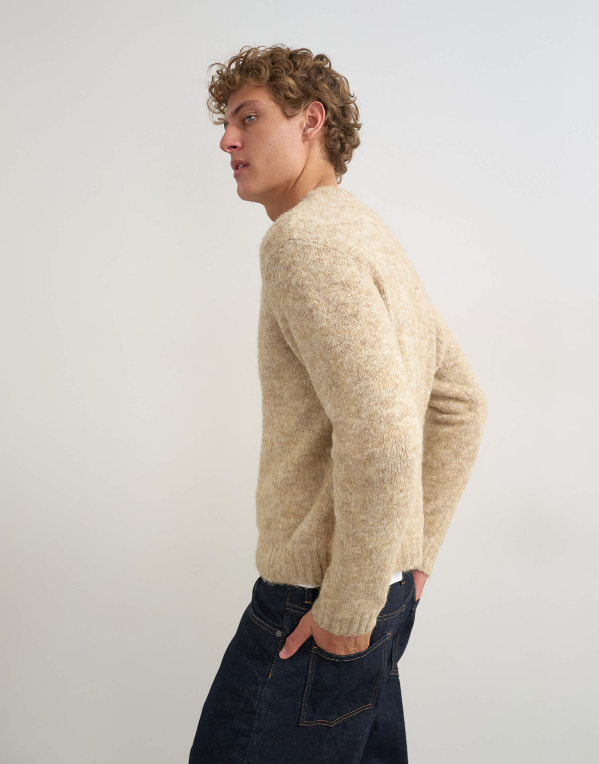 Topman relaxed fit loose knit jumper in stone